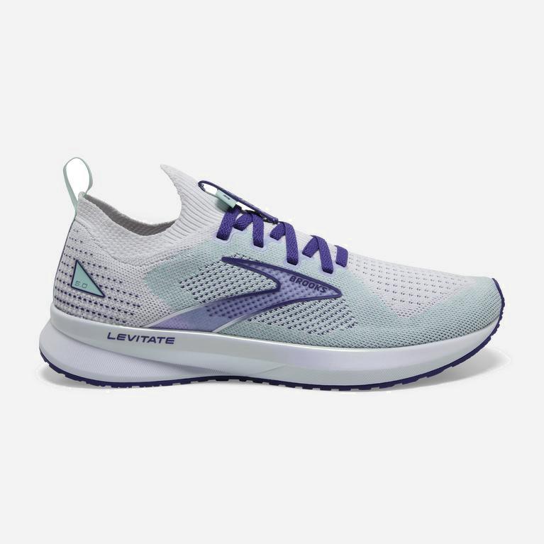 Brooks Levitate Stealthfit 5 Israel - Women's Energy Return Road Running Shoes - White/Navy Blue/Yuc